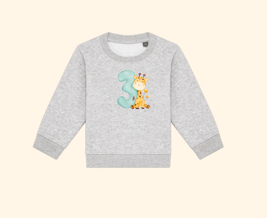 Sudadera infantil- Diseño jirafa y número