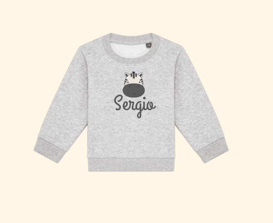 Sudadera infantil - Diseño zebra y nombre