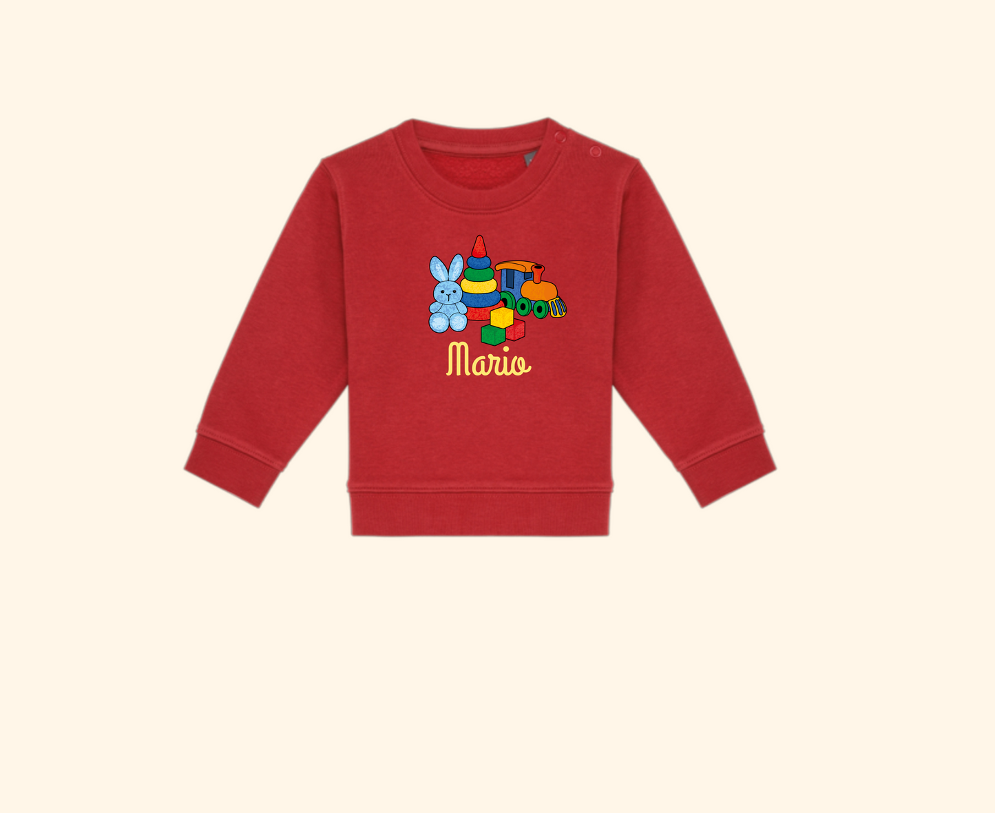 Sudadera infantil- dibujo de juguetes y nombre personalizada