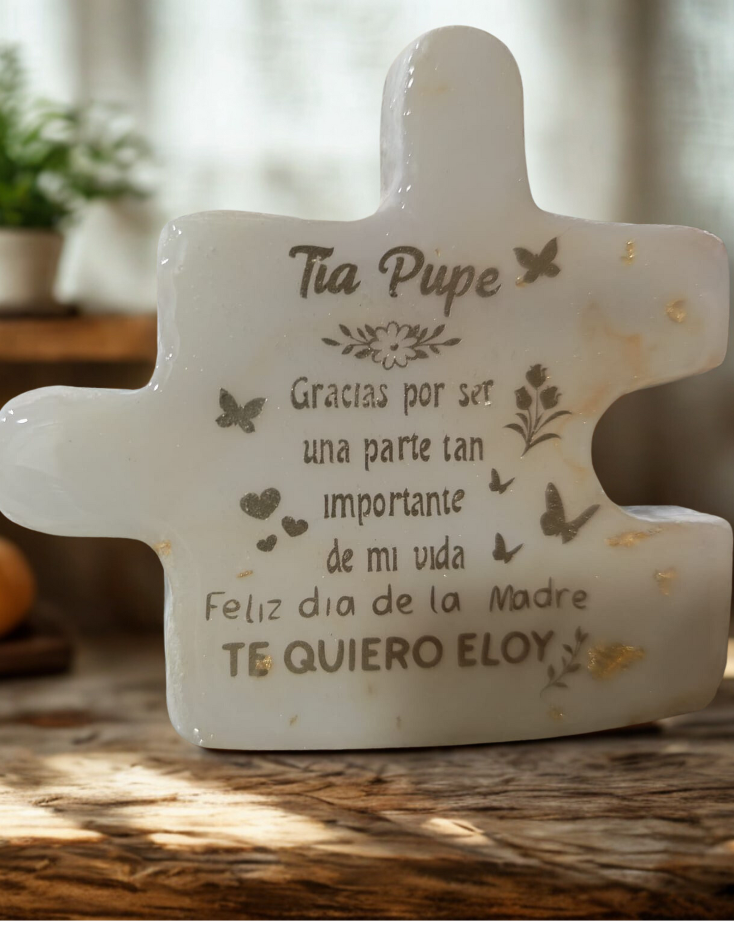 Pieza de puzzle con mensaje especial de Resina Epoxi