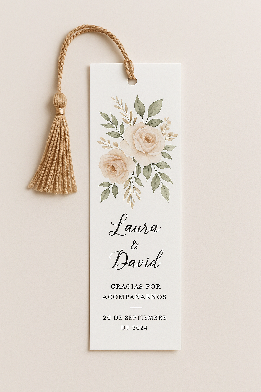 Marcapáginas de Boda Floral – Personalizado con Nombres y Fecha