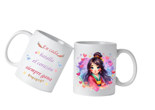 Taza de Mulan - Pequeña Guerrera | "En cada batalla el corazón siempre gana"