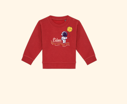 Sudadera infantil con  Astronauta con globo de luna y nombre