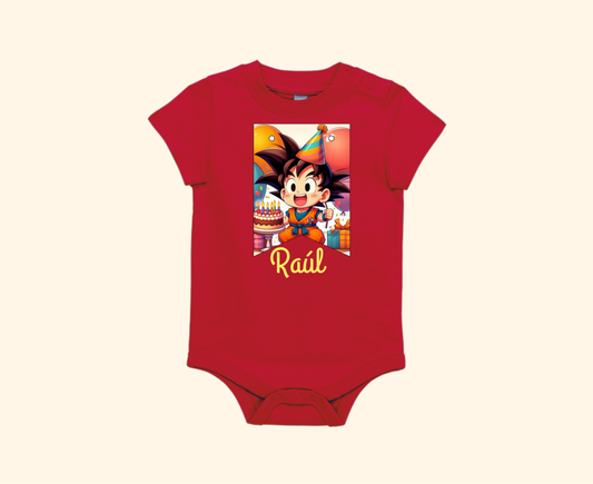 Body bebé personalizado de cumpleaños  con nombre y goku